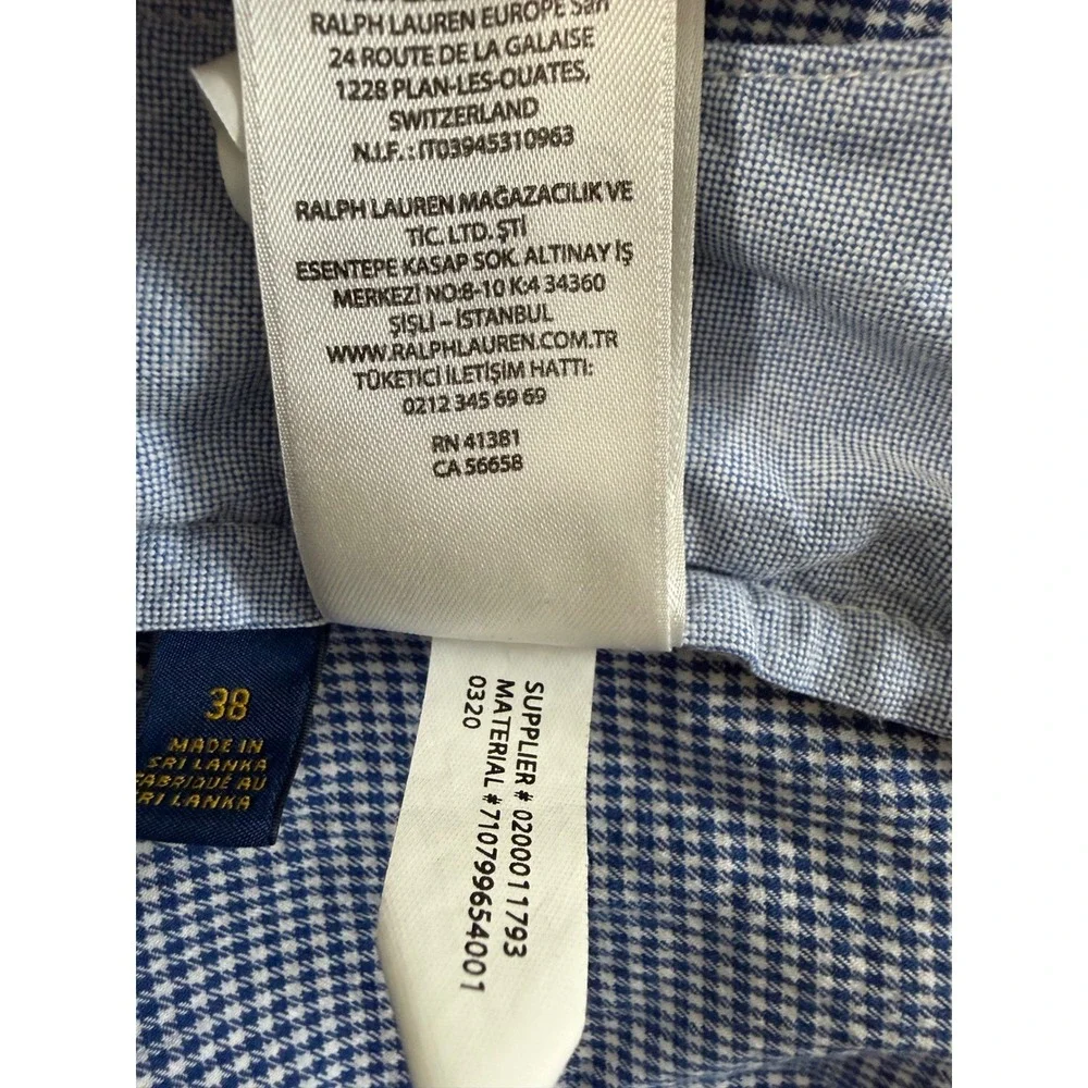 Polo Ralph Lauren shorts men 38 Blue Stretch Classic Plaid Check Houndstooth EUC